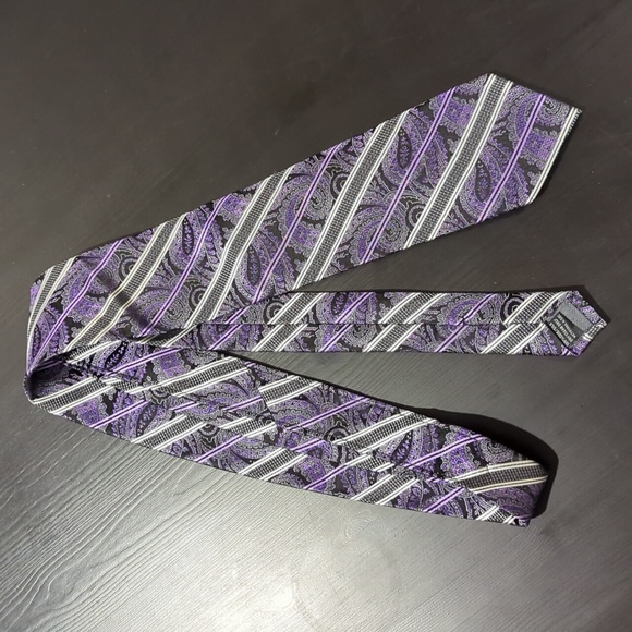 PRONTO UOMO Paisley+Striped Regular Tie - Picture 2 of 5